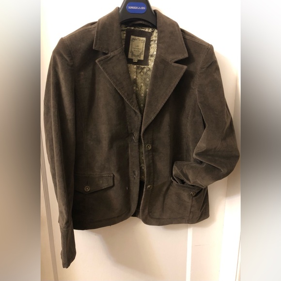 BROWN CORDUROY LINED JACKET 96% COTTON 4% SPANDEX - Picture 1 of 12